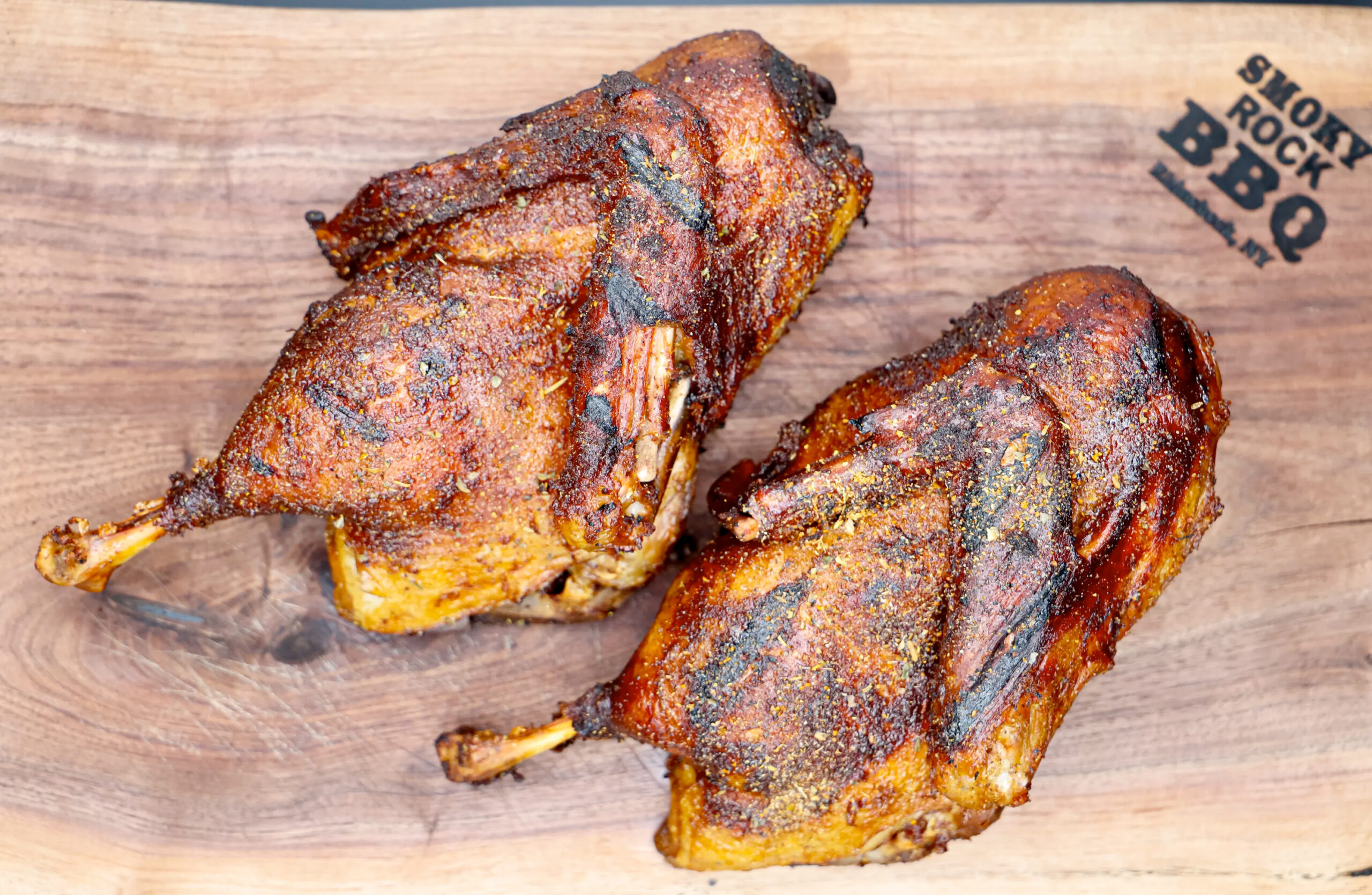 Smoked duck with mahogany finish